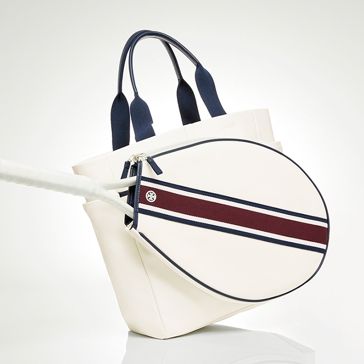 Logo Canvas Tennis Bag in Neutrals - Tory Sport