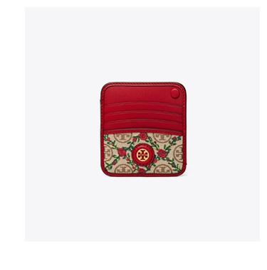 T Monogram Embroidered Card Case