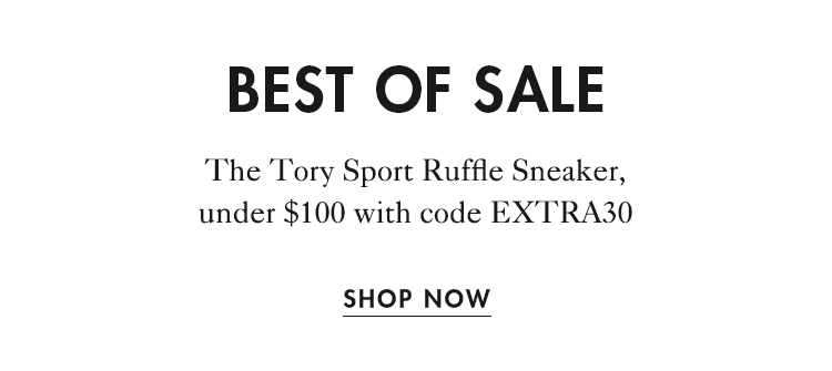 The Tory Sport Ruffle Sneaker, under $100 with code EXTRA30