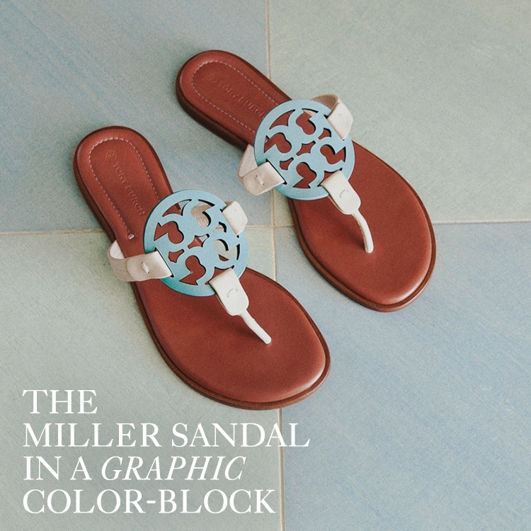 The Miller sandal in a graphic color-block
