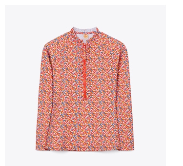 printed ruffle surf shirt