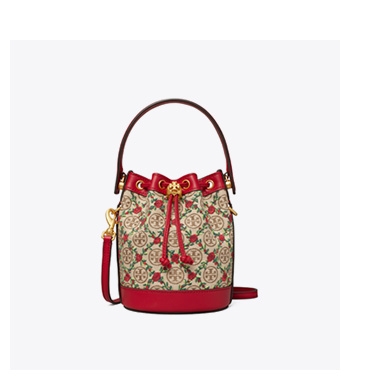 T Monogram Embroidered Mini Bucket Bag