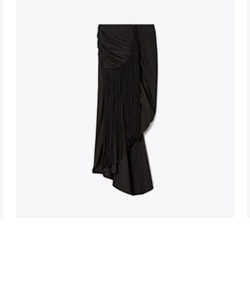 Cotton Poplin Wrap Skirt With Chiffon Fringe
