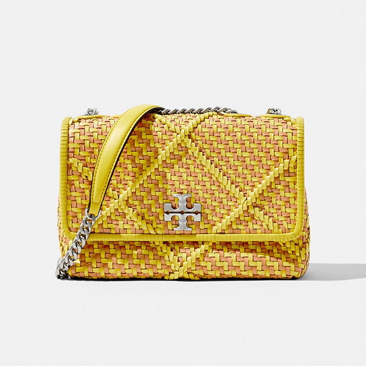 Tory Burch Kira Small Diamond Woven Convertible Shoulder Bag in Yellow