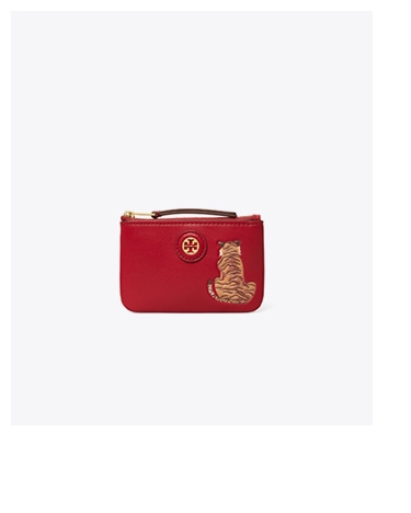 T Monogram Leather Printed Card Case Key Ring