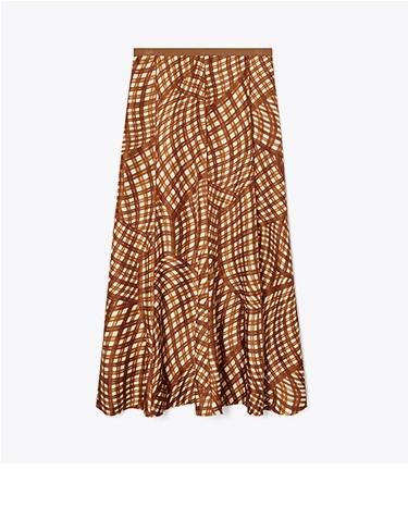 Printed Silk Twill Skirt